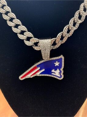 Iced Out New England Patriots Pendant Necklace